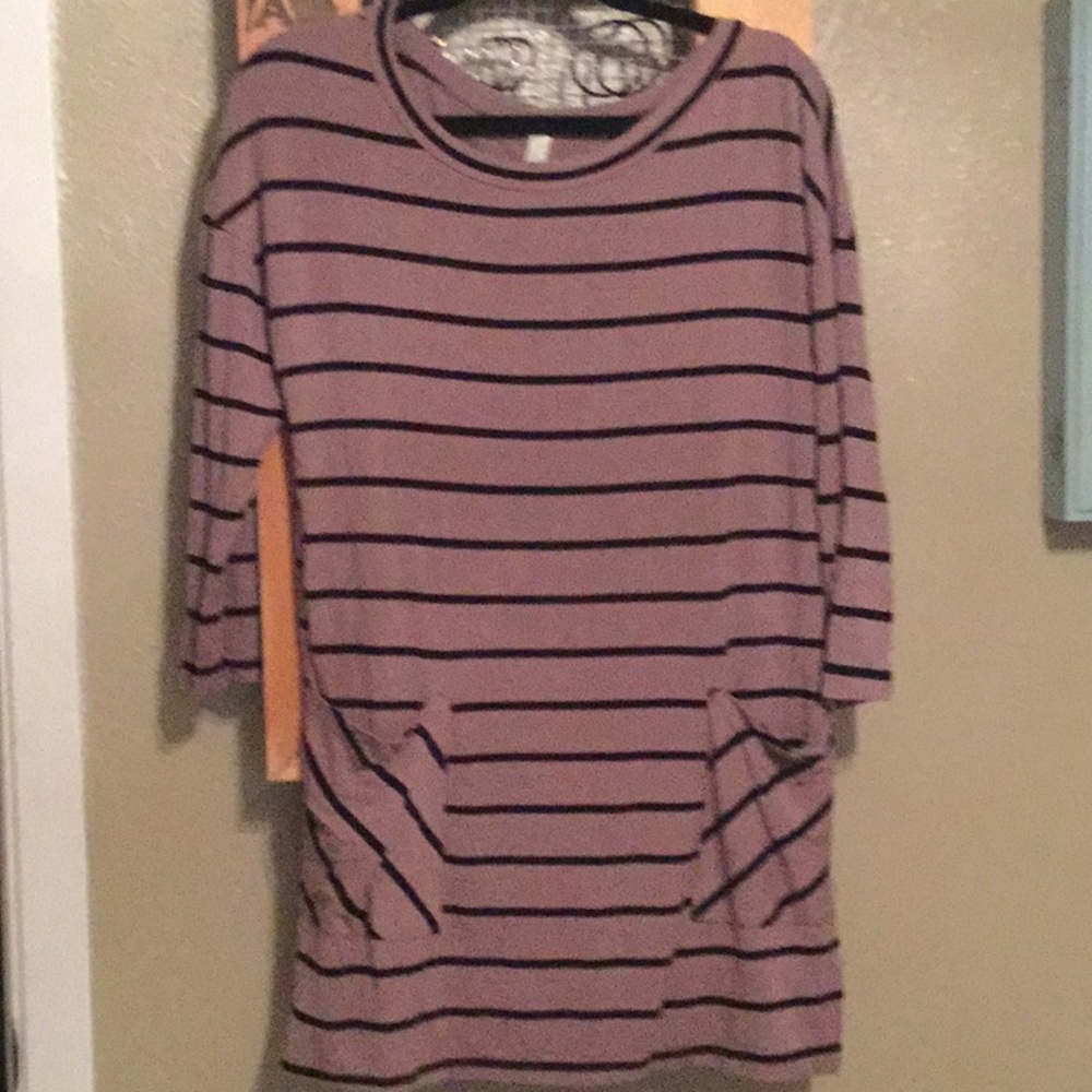 Black and mauve tunic or dress with pockets     #122